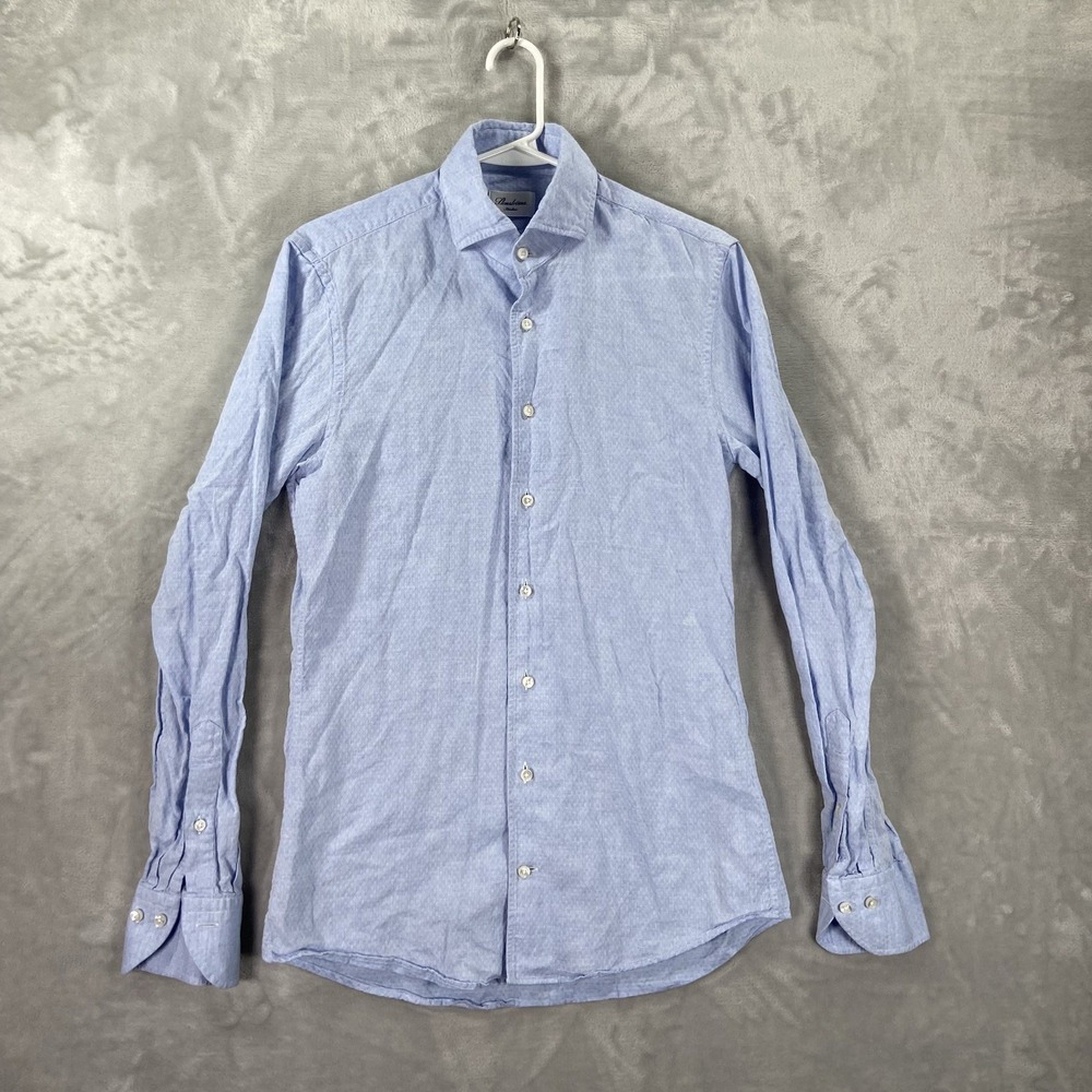 Stenstroms Dress Shirt Mens 15 38 Button Up Linen Cotton Long Sleeve Slimline